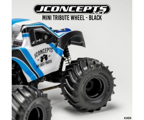 JConcepts Mini Tribute wheel w/hex adapter, covers, mock bead lock, 4pc. - black(Fits – JC #4123, #4124)
