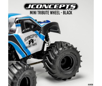 JConcepts Mini Tribute wheel w/hex adapter, covers, mock bead lock, 4pc. - black(Fits – JC #4123, #4124)