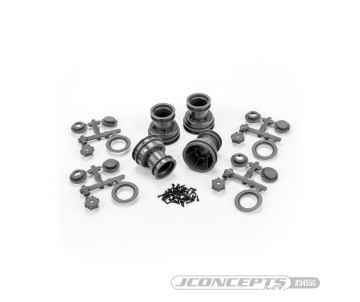 JConcepts Mini Tribute wheel w/hex adaptor, covers, mock bead lock, 4pc. - gray(Fits – JC #4123, #4124)