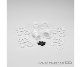 JConcepts Mini Tribute wheel w/hex adaptor, covers, mock bead lock, 4pc. - white (Fits – JC #4123, #4124)