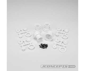 JConcepts Mini Tribute wheel w/hex adaptor, covers, mock bead lock, 4pc. - white (Fits – JC #4123, #4124)