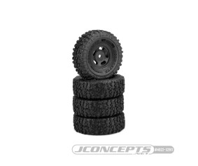 JConcepts Landmines - Green Compound - Pre-Mounted, Black #3431B Glide 5 Wheel (Fits - SCX24)