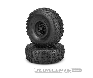 JConcepts Landmines - SCX6 Tire, Green Compound - Pre-Mounted On 3436B Hazard Wheels