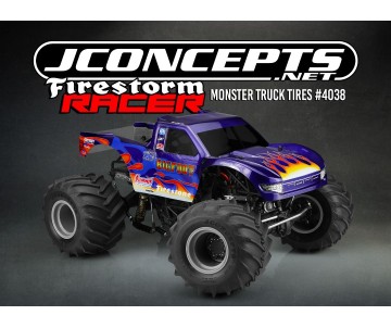 JConcepts Firestorm Racer - Monster Truck Tire, Gold Compound (Fits - JConcepts #3377 Wheels)