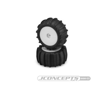 JConcepts Animal - Green Compound - Pre-Mounted, White Wheels (Fits - Losi Mini-T 2.0 and Mini-B Rear)