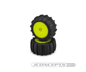 JConcepts Animal - Green Compound - Pre-Mounted, Yellow Wheels (Fits - Losi Mini-T 2.0 and Mini-B Rear)