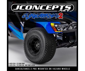 JConcepts Subcultures 2 - green compound, pre-mounted on #3350B Hazard wheels (Fits - Slash F, Slash Modified F) 