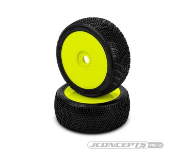 JConcepts Falcon - green compound, pre-mounted on 3357Y wheels (Fits – JC #3357 1/8th buggy wheel)