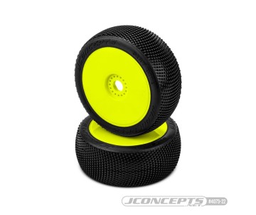 JConcepts Dirt Bite - green compound, pre-mounted on 3357Y wheels (Fits – JC #3357 1/8th buggy wheel)