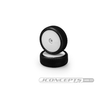 JConcepts Fuzz Bite - pink compound - pre-mounted, white wheels (Fits - Losi Mini-B front) (2)