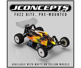 JConcepts Fuzz Bite - pink compound - pre-mounted, white wheels (Fits - Losi Mini-B front) (2)