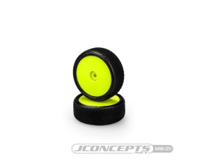 JConcepts Fuzz Bite - pink compound - pre-mounted, yellow wheels (Fits - Losi Mini-B front) (2)