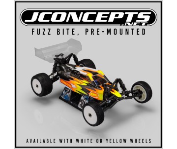 JConcepts Fuzz Bite - pink compound - pre-mounted, yellow wheels (Fits - Losi Mini-B front) (2)