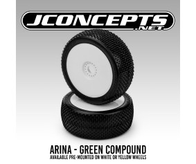 JConcepts Arina - green compound, pre-mounted on 3357W wheels  (Fits – JC #3357 1/8th buggy wheel)