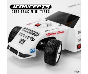 JConcepts Dirt Trac Mini - green compound, pre-mounted, white wheels (Fits - Losi Mini-B | Mini-T rear 2.0) 