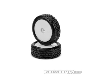 JConcepts Dirt Trac Mini - green compound, pre-mounted, white wheels (Fits - Mini-B front)