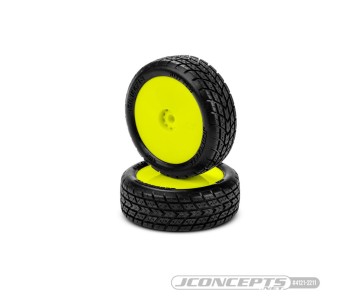 JConcepts Dirt Trac Mini - green compound, pre-mounted, yellow wheels (Fits - Mini-B front)