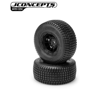 JConcepts Dirt Trac - green compound, pre-mounted on #3350B Hazard wheels (Fits - Slash F, Slash Modified F) 