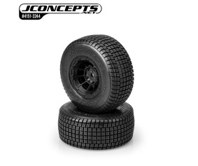 JConcepts Dirt Trac - green compound, pre-mounted on #3350B Hazard wheels (Fits - Slash R, Slash Modified R, Slash 4x4 F&R) 