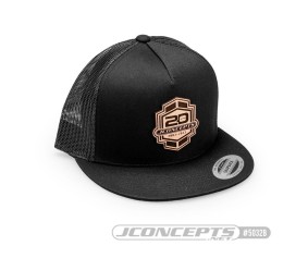 JConcepts 20th Anniversary 2023 Hat - Embroidered, Flat Bill, Mesh, Snap-Back Design Black