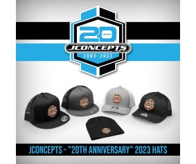 JConcepts 20th Anniversary 2023 Hat - Flat Bill, Mesh, Snap-Back Design Gray 