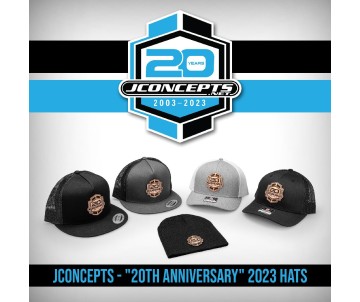 JConcepts 20th Anniversary 2023 Hat - Flat Bill, Mesh, Snap-Back Design Gray 