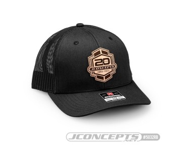 JConcepts 20th Anniversary 2023 Hat - Round Bill, Mesh, Snap-Back Design - Black 