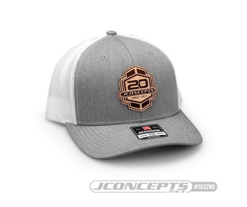 JConcepts 20th Anniversary 2023 Hat - Round Bill, Mesh, Snap-Back Design - White/Gray 