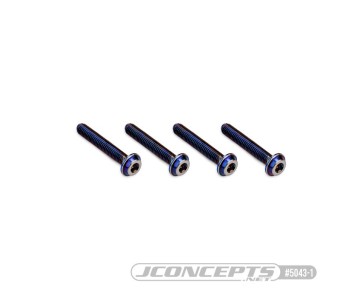 JConcepts 3x18mm Top Hat Titanium Screw (Screw Applications With 3mm) - Burnt Blue (4)