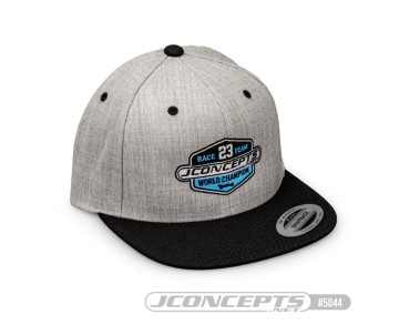 JConcepts 2023 Racing Team Hat, Flat Bill, Snap-Back Design - Heather Gray 