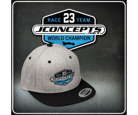 JConcepts 2023 Racing Team Hat, Flat Bill, Snap-Back Design - Heather Gray 