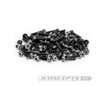JConcepts RC10B7 Titanium top hat screw set, upper (black) - 74pc (Fits – Team Associated RC10B7)