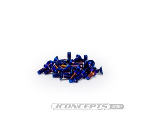 JConcepts RC10B7 Titanium screw set, lower (blue) - 28pc (Fits – Team Associated RC10B7)