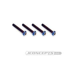 JConcepts 3x20mm Top Hat Titanium screw, burnt blue - 4pc (screw applications with 3mm)