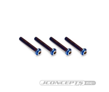 JConcepts 3x20mm Top Hat Titanium screw, burnt blue - 4pc (screw applications with 3mm)