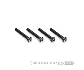 JConcepts 3x20mm Top Hat Titanium screw, stealth black - 4pc (screw applications with 3mm)