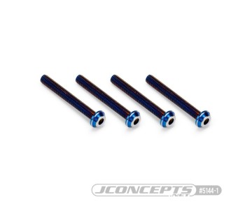 JConcepts 3x24mm Top Hat Titanium screw, burnt blue - 4pc (screw applications with 3mm)