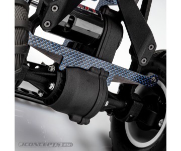 JConcepts Regulator steering rack and rear lockout, carbon fiber - blue hue (Fits – JConcepts BAS conversion kit)