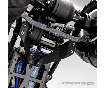 JConcepts Regulator steering rack and rear lockout, carbon fiber - blue hue (Fits – JConcepts BAS conversion kit)