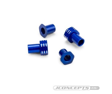 JConcepts - RC10B7 aluminum caster hat bushings, 0 and 3mm, 4pc - blue 