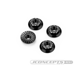 JConcepts RC10B7 7mm low-profile aluminum wheel nut (Fits – vehicles with 4mm axle thread) - black, 4pc 