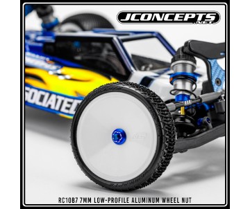 JConcepts RC10B7 7mm low-profile aluminum wheel nut (Fits – vehicles with 4mm axle thread) - black, 4pc 
