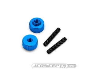 JConcepts 4-40 thumb nuts w/ set screw. (Fits – vintage vehicle battery hold down) blue, 2pc