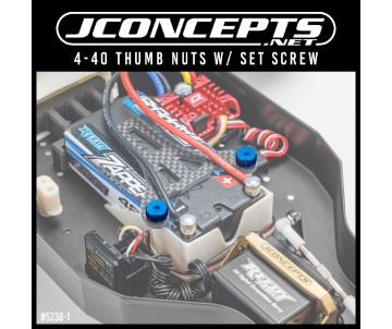 JConcepts 4-40 thumb nuts w/ set screw. (Fits – vintage vehicle battery hold down) blue, 2pc