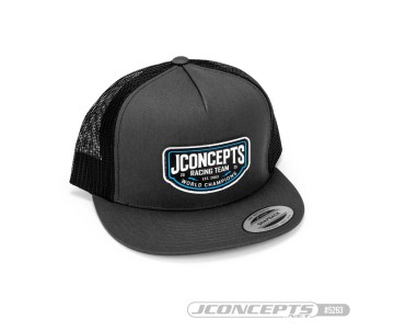 JConcepts - 2025 hat - flat bill, mesh, snap-back design - Gray 