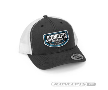 JConcepts - 2025 hat - round bill, mesh, snap-back design - White / Gray 