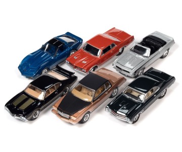 Johnny Lightning 1/64 Muscle Cars USA - 1969 Chevrolet Camaro RS/SS Convertible, 1980 Chevrolet Monte Carlo, 1967 Buick GS 400, 1982 Chevrolet Corvette, 1972 Oldsmobile 442 W30, 1964 Pontiac GTO - 2023 - R1 Version B (6)