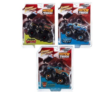 Johnny Lightning 1/64 Monster Trucks Black Tire Edition - Frost Bite I Scream You Scream!, Tiki Terror, Creep Sweeper Zombie Response Unit - 2022 - R2 (12)