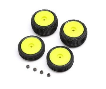 Losi Tires, Wheels, Yellow, Mounted: Micro-B