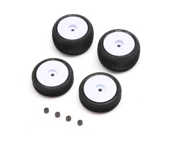 Losi Tires, Wheels, White, Mounted: Micro-B